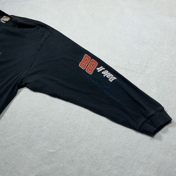 Vintage NASCAR Dale Jr Long Sleeve Shirt Men XL 88 AMP Dew Black Graphic Racing - Picture 10 of 13